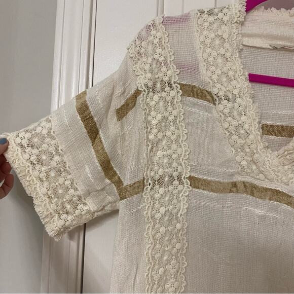 SOFT SURROUNDINGS • Cream Fringe Saturday Stroll Tunic Top - Picture 3 of 7